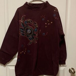 Women's Maroon Sweater with Artistic Designsweater